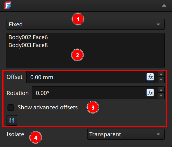 FreeCAD Assembly workbench joint configuration pane